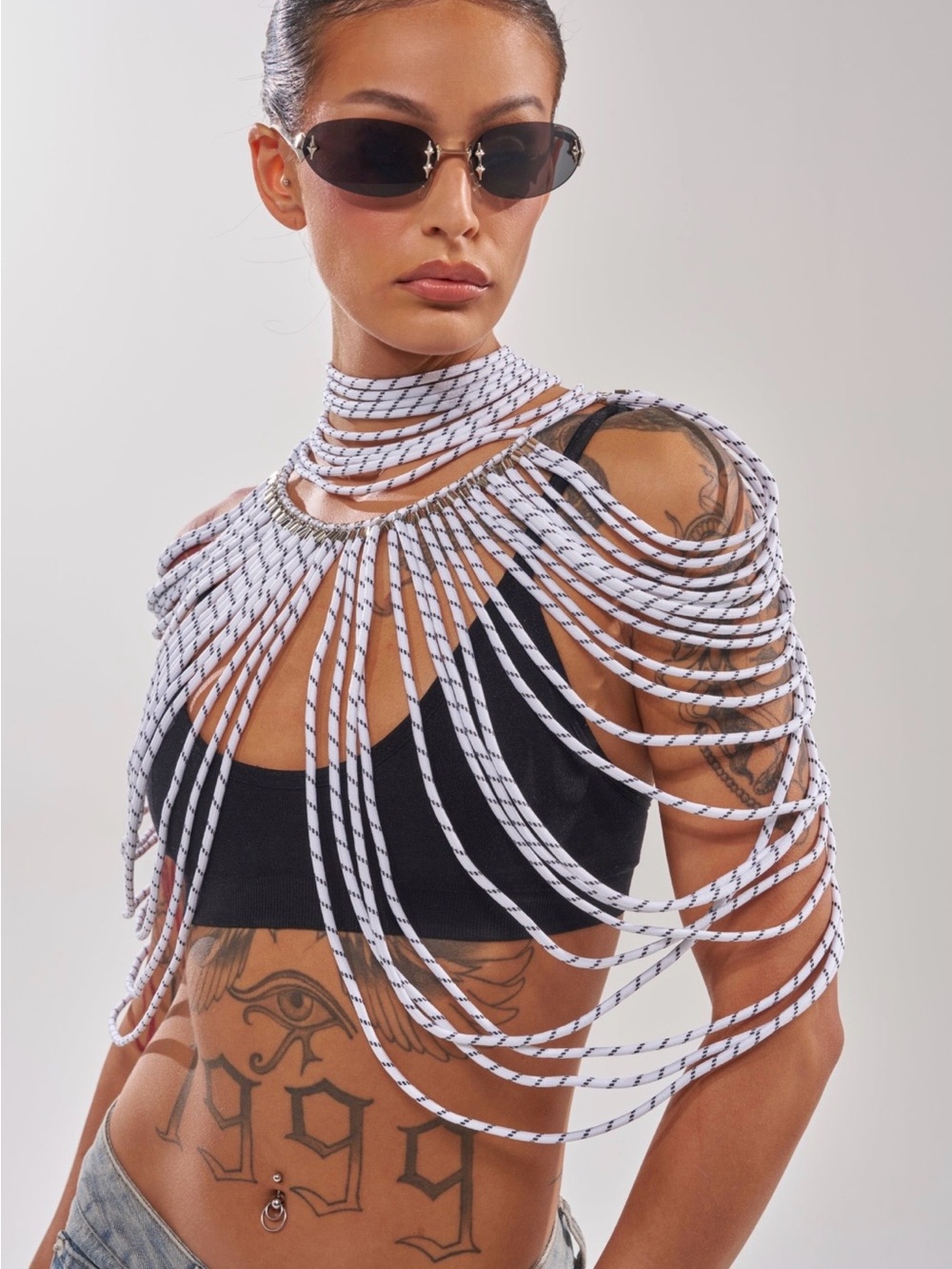 White Rope Layered Statement Necklace Top